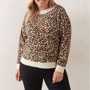 Penningtons In Every Story Leopard Animal Print Sweater Sweatshirt Crew Neck 1X